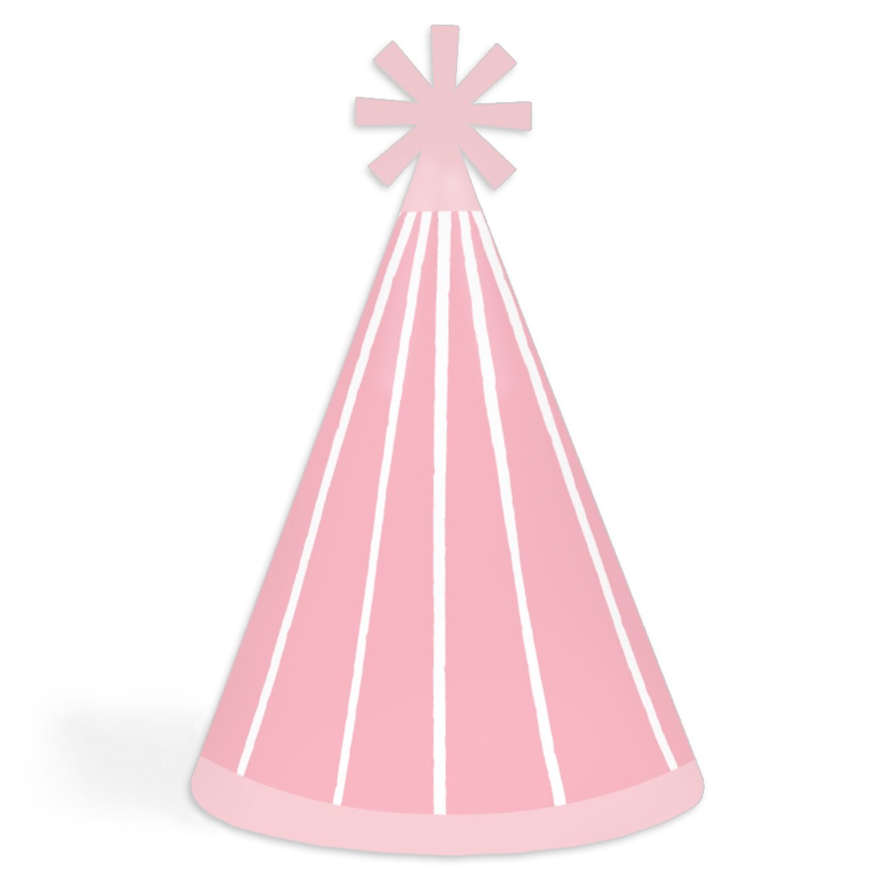 Big Dot of Happiness Pink Stripes - Cone Happy Birthday Party Hats for Kids and Adults - Set of 8 (Standard Size)